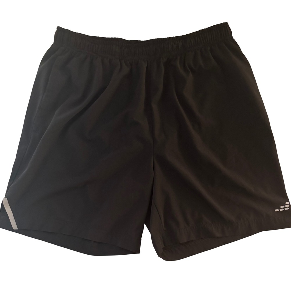 BCG Running Shorts Men Size L Black Excellent Reflective Athletic Gym 5in Inseam
